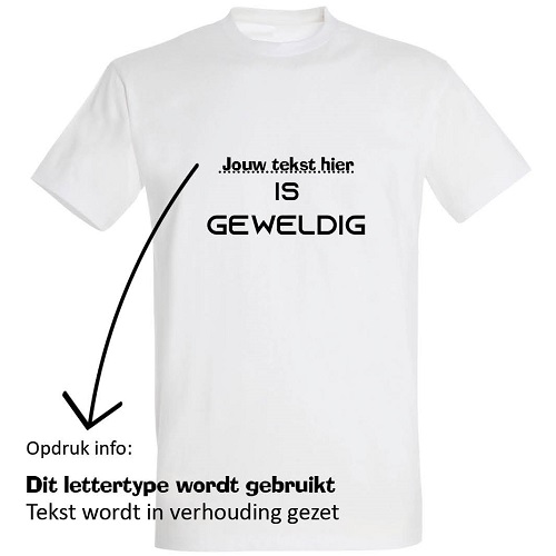 Shirt met opdruk "..... is geweldig" 6 kleuren S t/m 4XL
